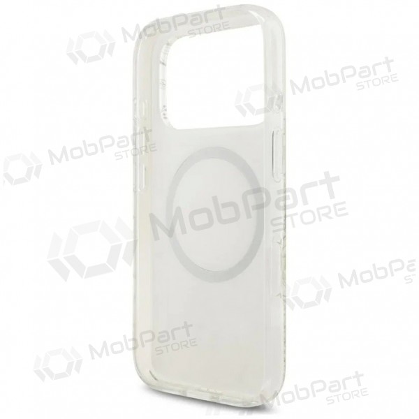 Apple iPhone 18 Pro hoesje - Guess IML Flowers Allover Strap MagSafe (wit)