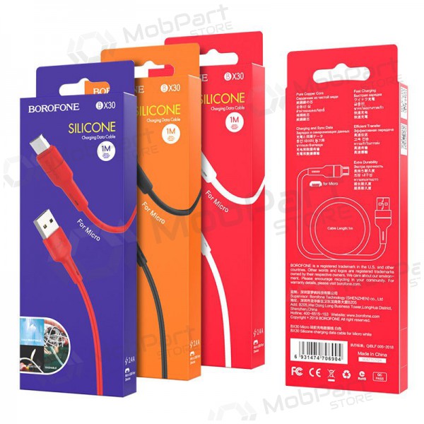 USB kabel Borofone BX30 microUSB 1.0m (zwart)