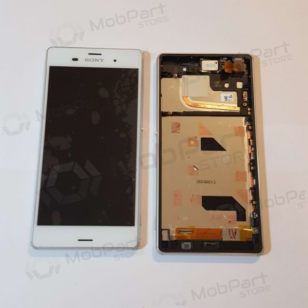 Sony D6603 Xperia Z3 scherm (wit) (met een frame) (gebruikt grade B, origineel)