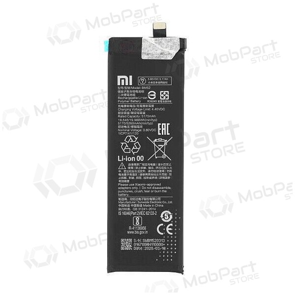 Xiaomi Mi Note 10, Mi Note 10 Lite, Mi Note 10 Pro, CC9 Pro batterij, akumuliatorius (BM52) (origineel)