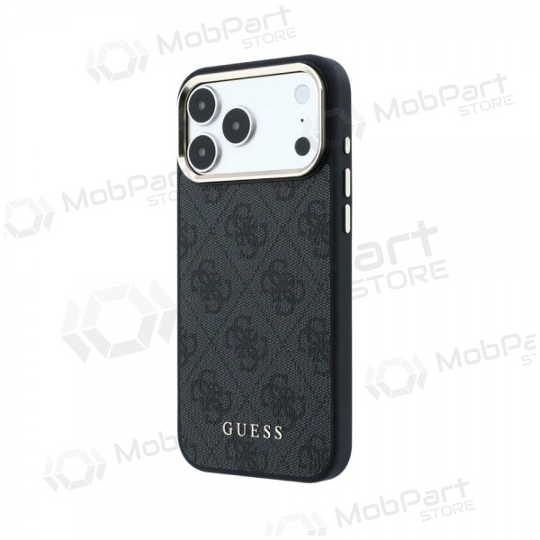 Apple iPhone 18 Pro hoesje - Guess PU Leather 4G Gold Frame MagSafe (zwart)