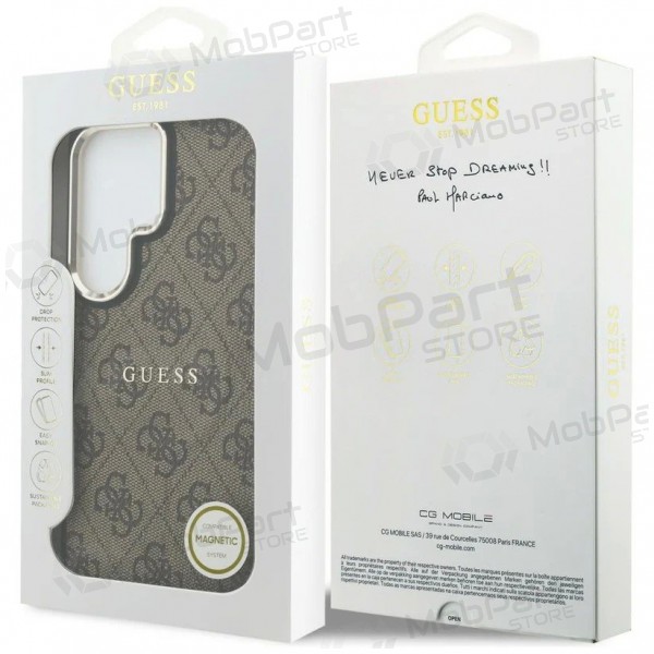 Samsung Galaxy S26 Ultra hoesje - Guess PU Leather 4G Gold Frame Magnetic (bruin)