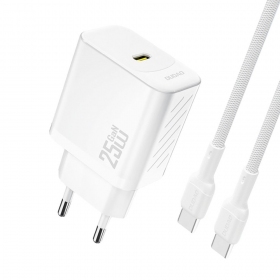Oplader Dudao A27C GaN 25W USB-C + USB-C naar USB-C kabel 1.0m wit