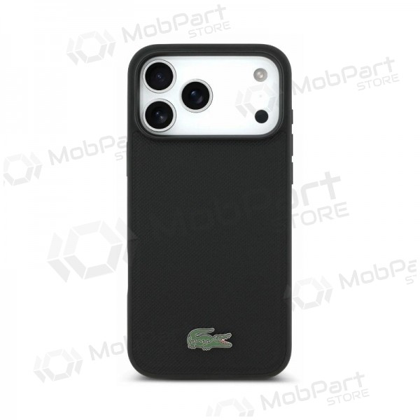 Apple iPhone 18 Pro hoesje - Lacoste PVC Petit Pique Semi Wrap Embossed MagSafe (zwart)