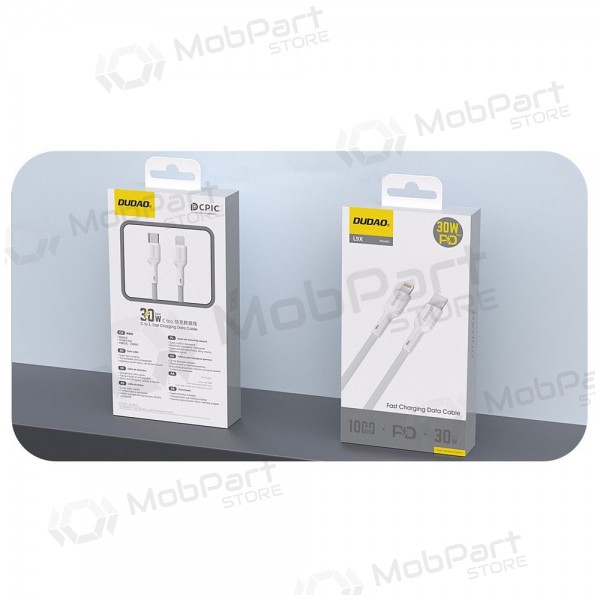 Lightning kabel Dudao L9X USB-C naar Lightning 2 m 30 W wit