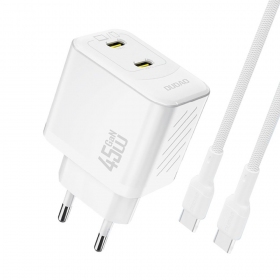 Telefoonoplader Dudao A28PC 45 W GaN 2x USB-C met USB-C kabel 1 m wit