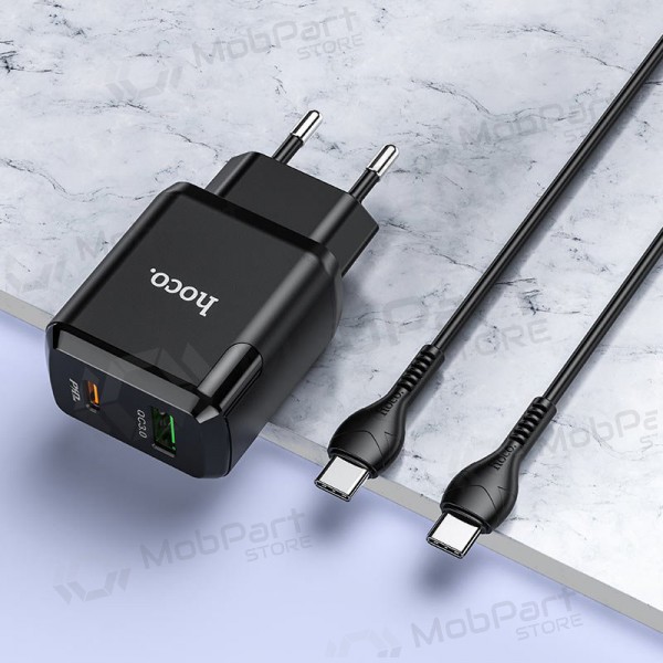 Lader Hoco N5 USB Quick Charge 3.0 + PD 20W (3.1A) + Type-C-Type-C (zwart)