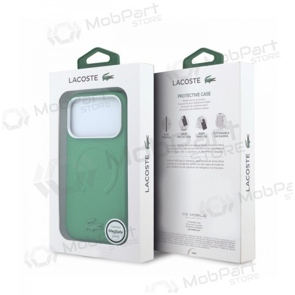 Apple iPhone 18 Pro hoesje - Lacoste PVC Petit Pique Semi Wrap Embossed MagSafe (groen)