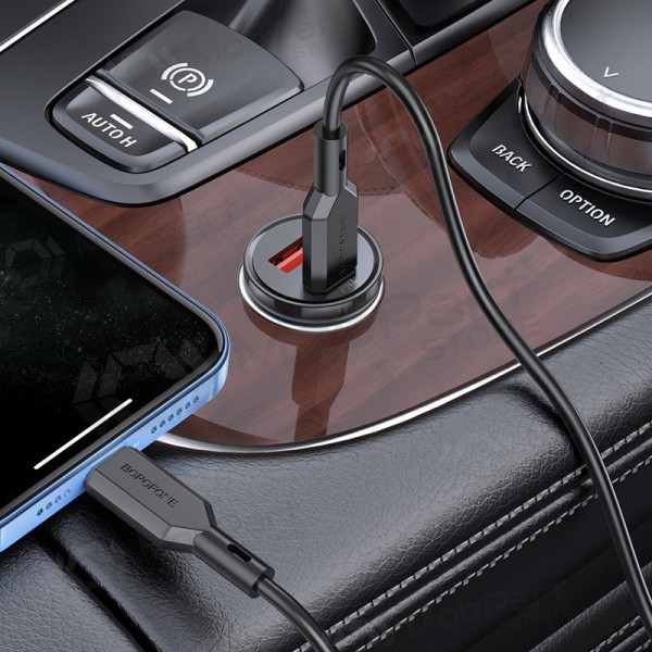 Lader automobilinis Borofone BZ18A USB-A/Type-C PD20W+QC3.0 + Lightning (zwart)