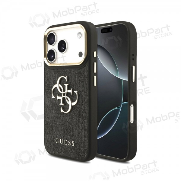 Apple iPhone 18 Pro Max hoesje - Guess PU Leather 4G Metal Logo Gold Frame (zwart)