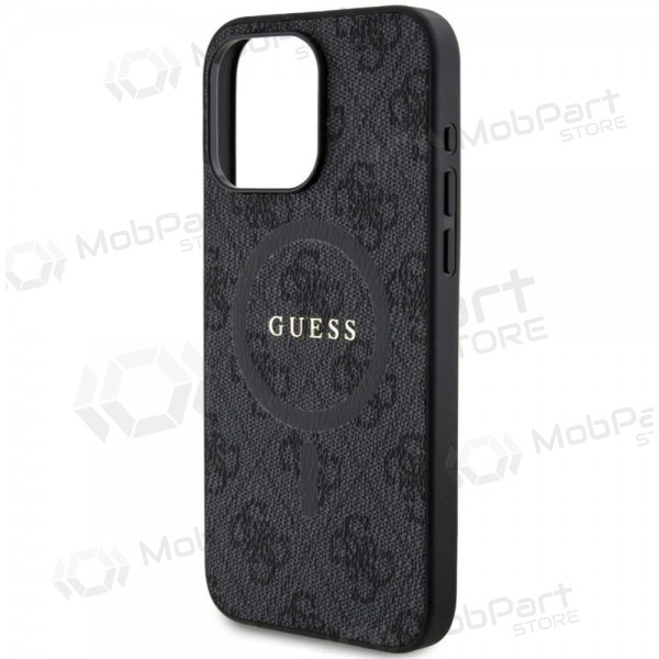 Apple iPhone 15 Pro Max hoesje - Guess PU Leather 4G Colored Ring MagSafe (zwart)