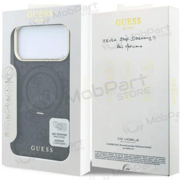 Apple iPhone 18 Pro hoesje - Guess PU 4G Ring Stand MagSafe (zwart)