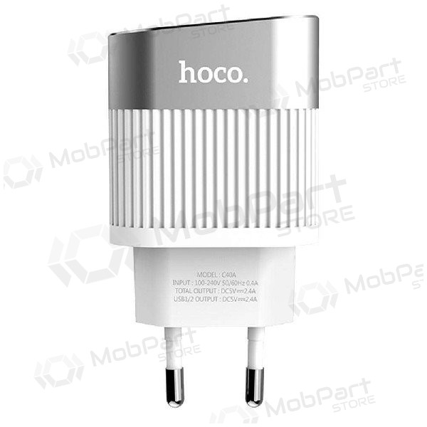 Lader FastCharge HOCO C40A Speedmaster Dual USB (5V 2.4A) (wit)