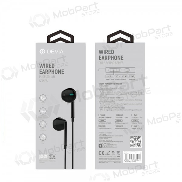 Handsfree Devia Pure Sound 3,5mm (zwart)