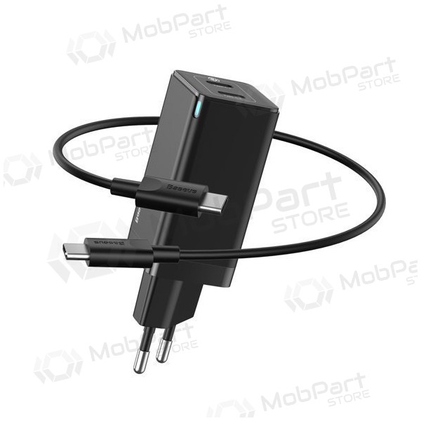 Lader Baseus GaN 45w (20V/3A) + Type-C kabel (MacBook) (zwart)
