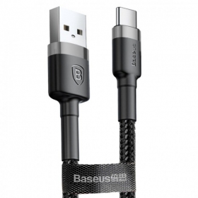 USB kabel Baseus Cafule Type-C 1.0m 3.0A (grijs-zwart) CATKLF-BG1