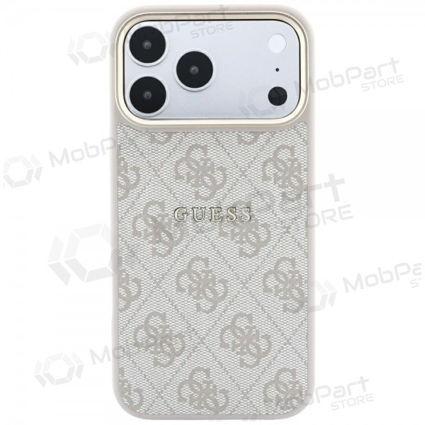 Apple iPhone 18 Pro hoesje - Guess PU Leather 4G Gold Frame Embossed MagSafe (roze)