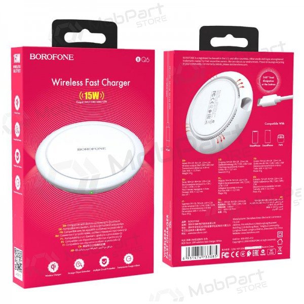 Lader draadloze Borofone BQ6 QC3.0 (15W) (wit)