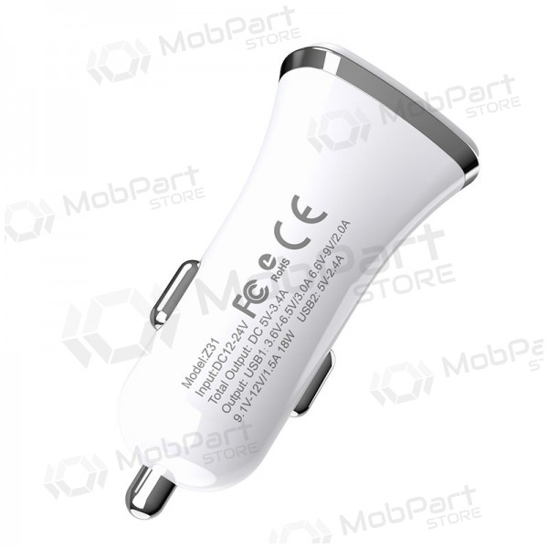Lader automobilinis Hoco Z31 Quick Charge 3.0 (3.4A) x 2 USB (wit)