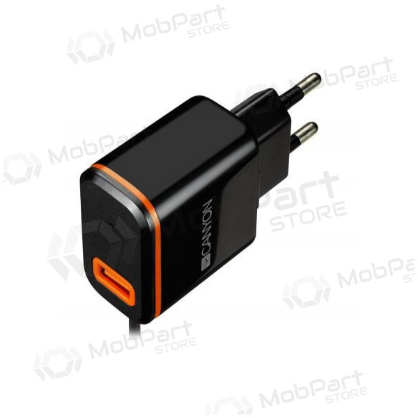 Lader CANYON CNE-CHA042 + Type-C kabel (1xUSB 5V 2.1A) (zwart)