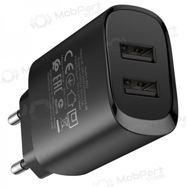 Lader Borofone BN2 2xUSB 2.1A + Lightning (zwart)