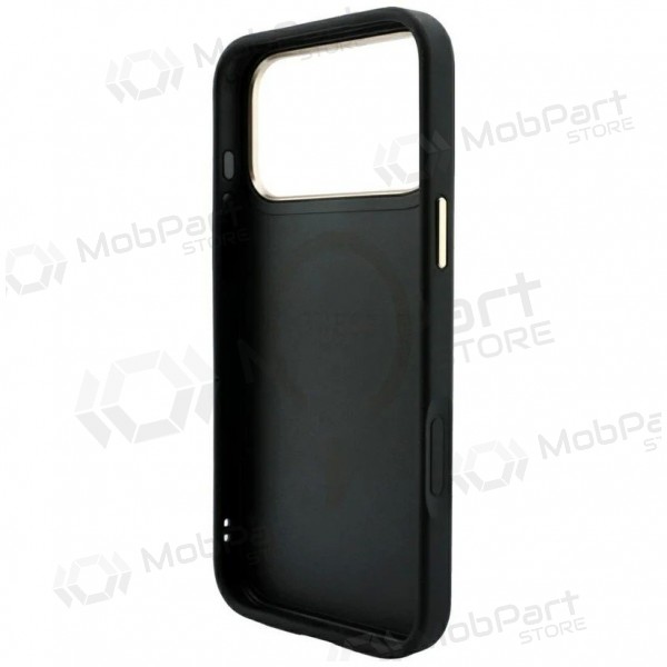 Apple iPhone 18 Pro Max hoesje - Guess PU Leather 4G Gold Frame Embossed MagSafe (zwart)