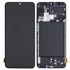 Samsung Galaxy A70 scherm (zwart) (met een frame) (refurbished)