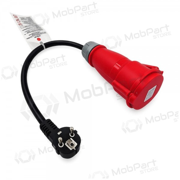 Adapter Reach CEE 16A 400 V naar 220 V Schuko zwart