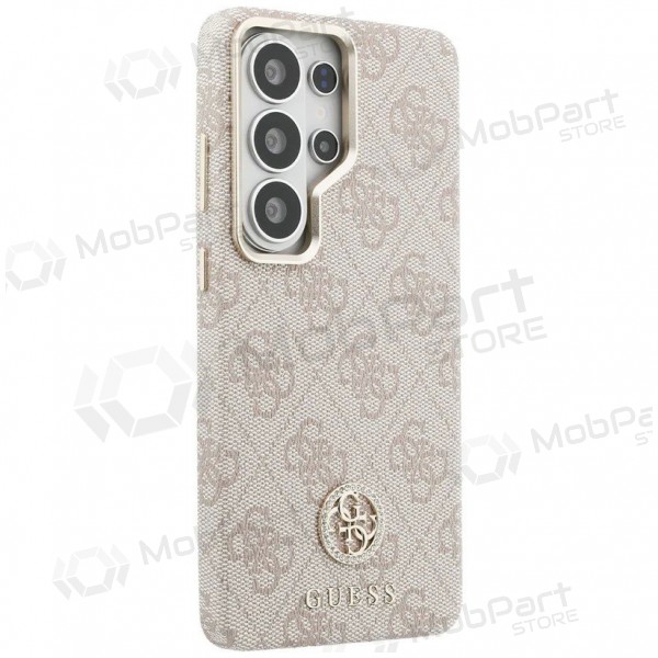 Samsung Galaxy S26 Ultra hoesje - Guess PU Leather 4G Strass Logo Gold Frame Magnetic (roze)