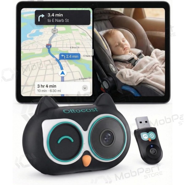 Draadloze CarPlay-adapter Ottocast Cabin Care CA520-T met mobiele oppasfunctie zwart
