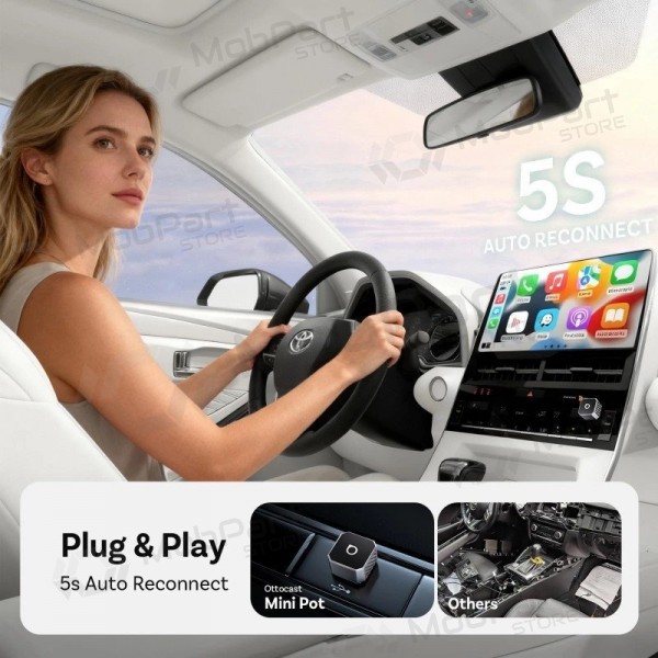 Draadloze CarPlay/Android Auto adapter Ottocast Mini Cube zilver CP88-T3