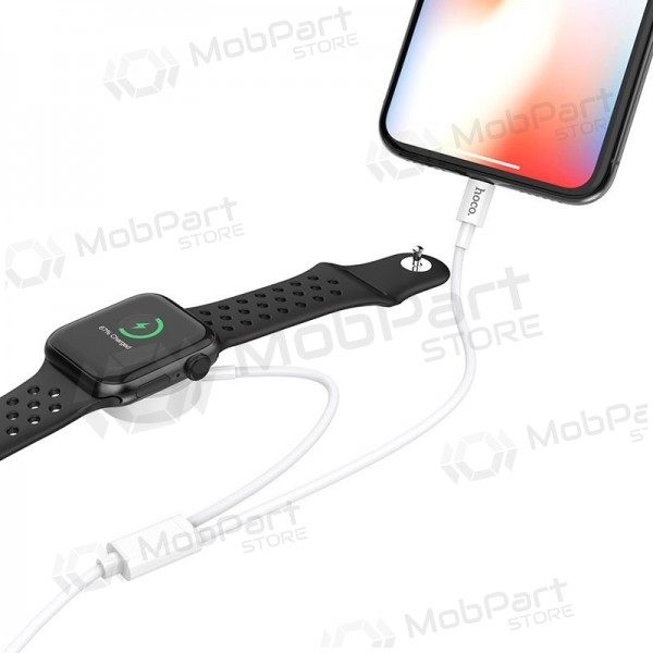 USB kabel HOCO U69 lightning 1.0m (with iWatch wireless charger) (wit)