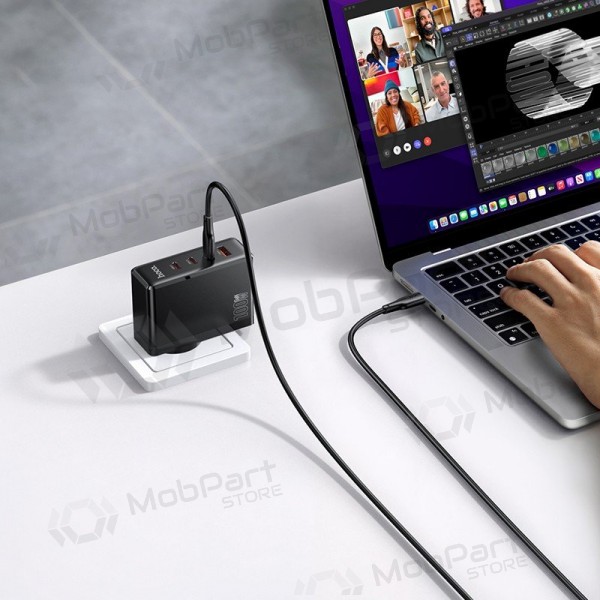 Hoco N85 100 W netlader 3x USB-C + USB-A met USB-C kabel 2 m zwart
