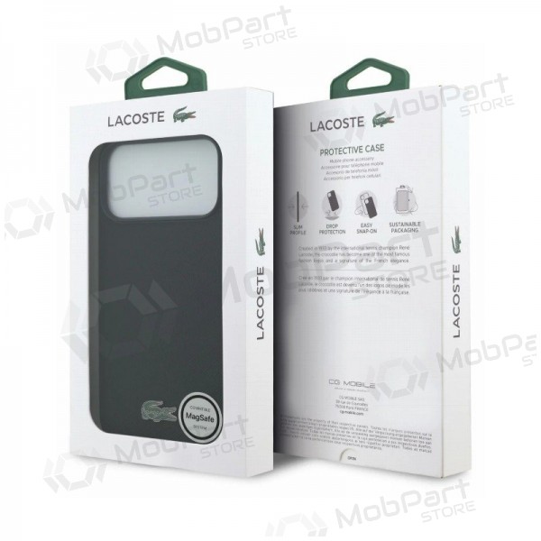 Apple iPhone 18 Pro hoesje - Lacoste PVC Petit Pique Semi Wrap Embossed MagSafe (zwart)