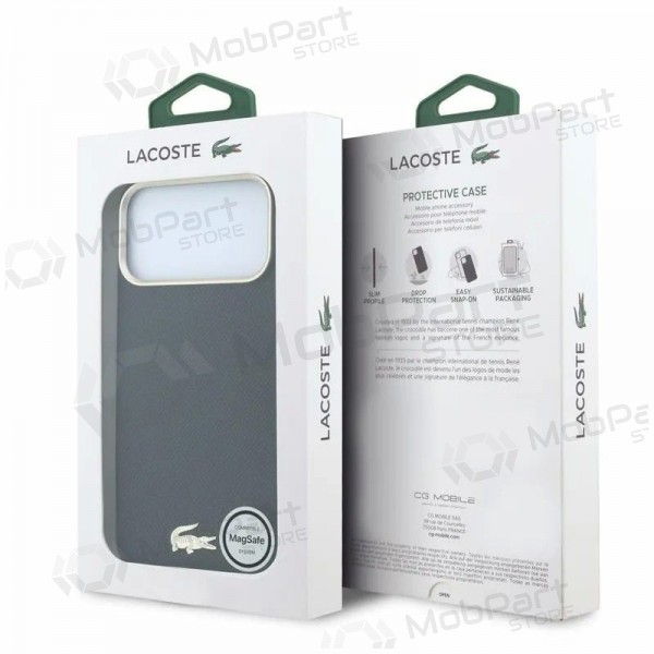 Apple iPhone 18 Pro hoesje - Lacoste PU Leather Champs Elysees Gold Logo MagSafe (zwart)