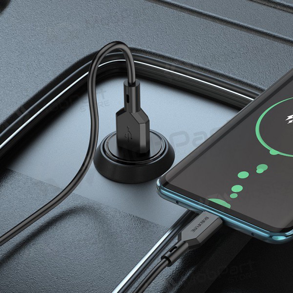 Lader automobilinis Borofone BZ18 Quick Charge 3.0 18W + Type-C (zwart)