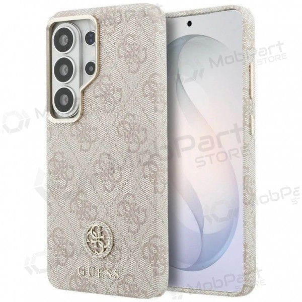 Samsung Galaxy S26 Ultra hoesje - Guess PU Leather 4G Strass Logo Gold Frame Magnetic (roze)