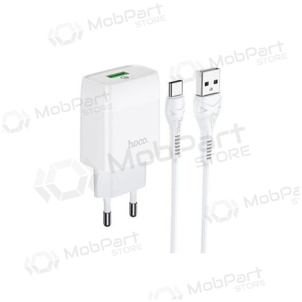 Lader HOCO C72Q Glorious + type-C kabel (QC3.0) (wit)