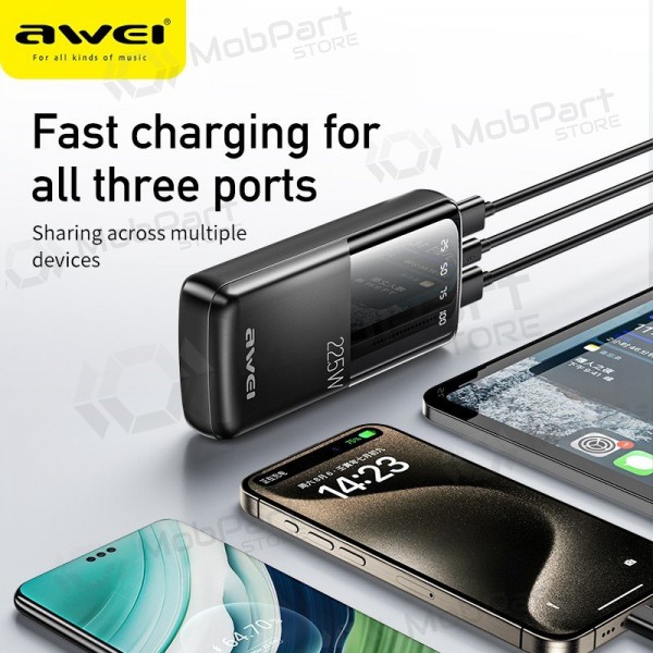 Powerbank Awei P13K 20000 mAh PD 20 W / QC 22.5 W, zwart