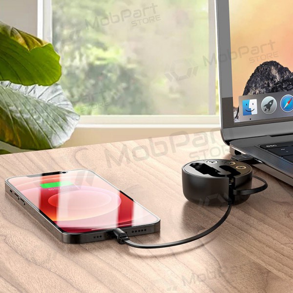 USB kabel Borofone BU26 3in1 microUSB-Lightning-Type-C magnetinic 1.0m (zwart)