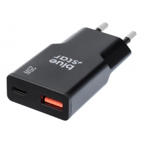 Telefoonoplader Blue Star Slim 25 W GaN USB-C + USB-A zwart