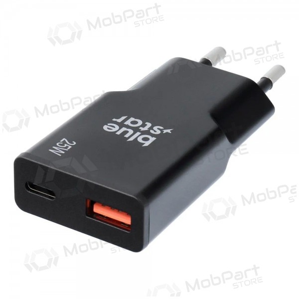 Telefoonoplader Blue Star Slim 25 W GaN USB-C + USB-A zwart