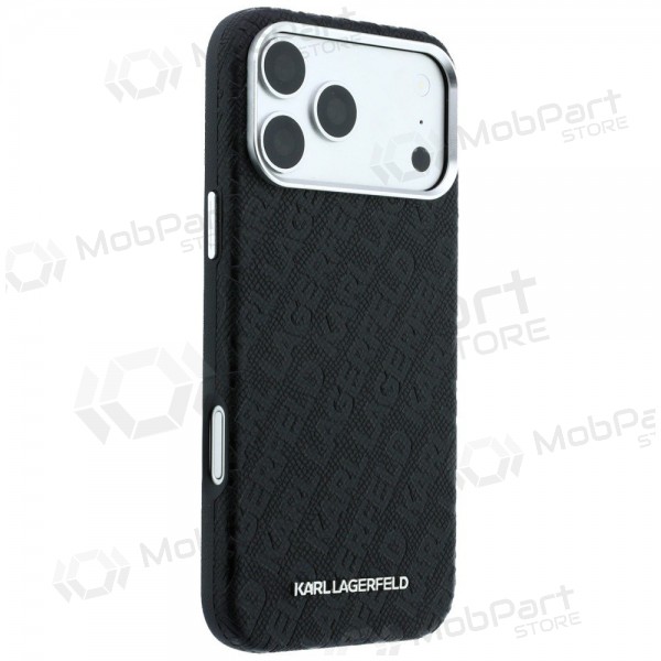 Apple iPhone 18 Pro hoesje - Karl Lagerfeld PU Grained Allover Semi Wrap MagSafe (zwart)