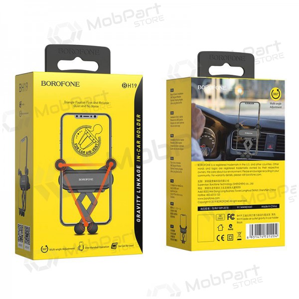 Automobilinis Universeel telefono laikiklis Borofone BH19 mounted on ventilation grilles, zwart