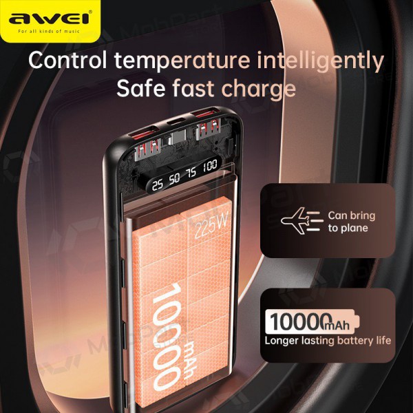 Externe batterij Power Bank Awei P10K 22.5W 10000mAh zwart