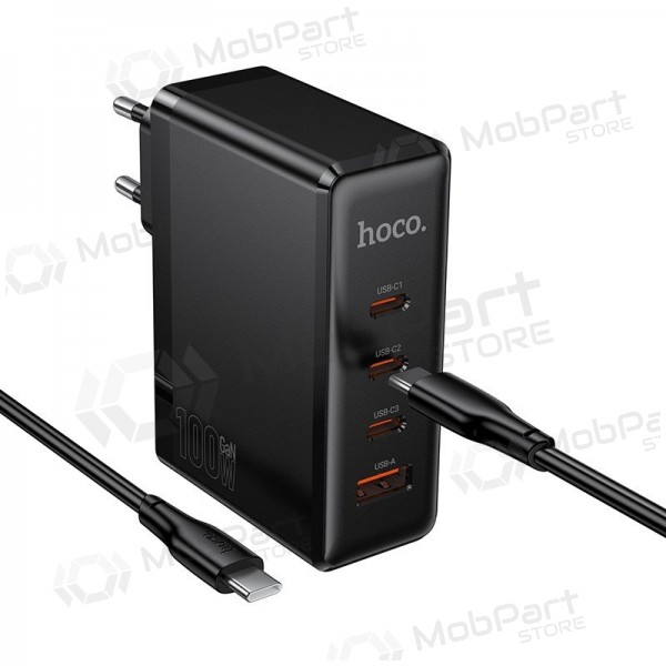 Hoco N85 100 W netlader 3x USB-C + USB-A met USB-C kabel 2 m zwart