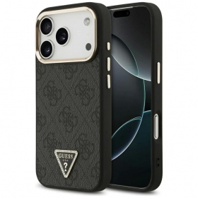Apple iPhone 17 Pro Max hoesje - Guess PU Leather 4G Strass Triangle Logo Gold Frame MagSafe