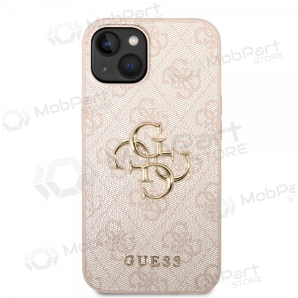 Apple iPhone 14 hoesje - Guess PU 4G Metal Logo (roze)