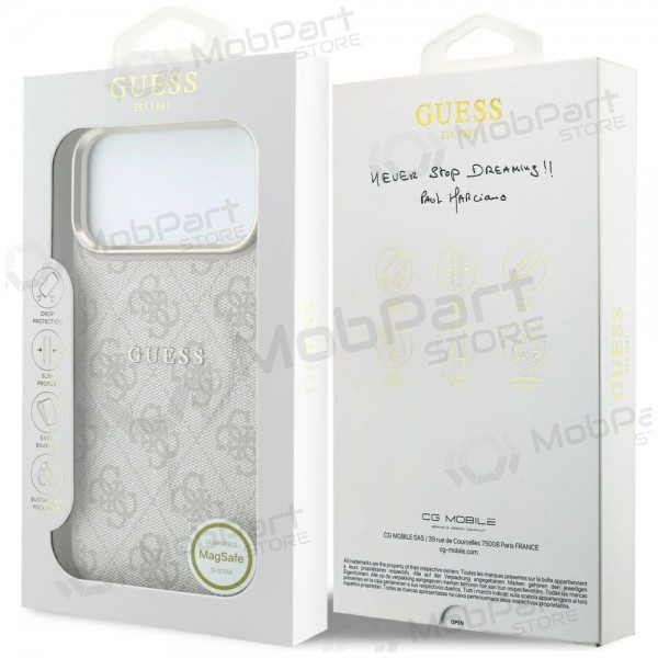 Apple iPhone 18 Pro hoesje - Guess PU Leather 4G Gold Frame Embossed MagSafe (roze)