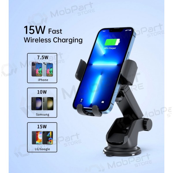 Automobilinis laikiklis-lader Choetech T203-F 15W Gravity Car Charger Holder zwart